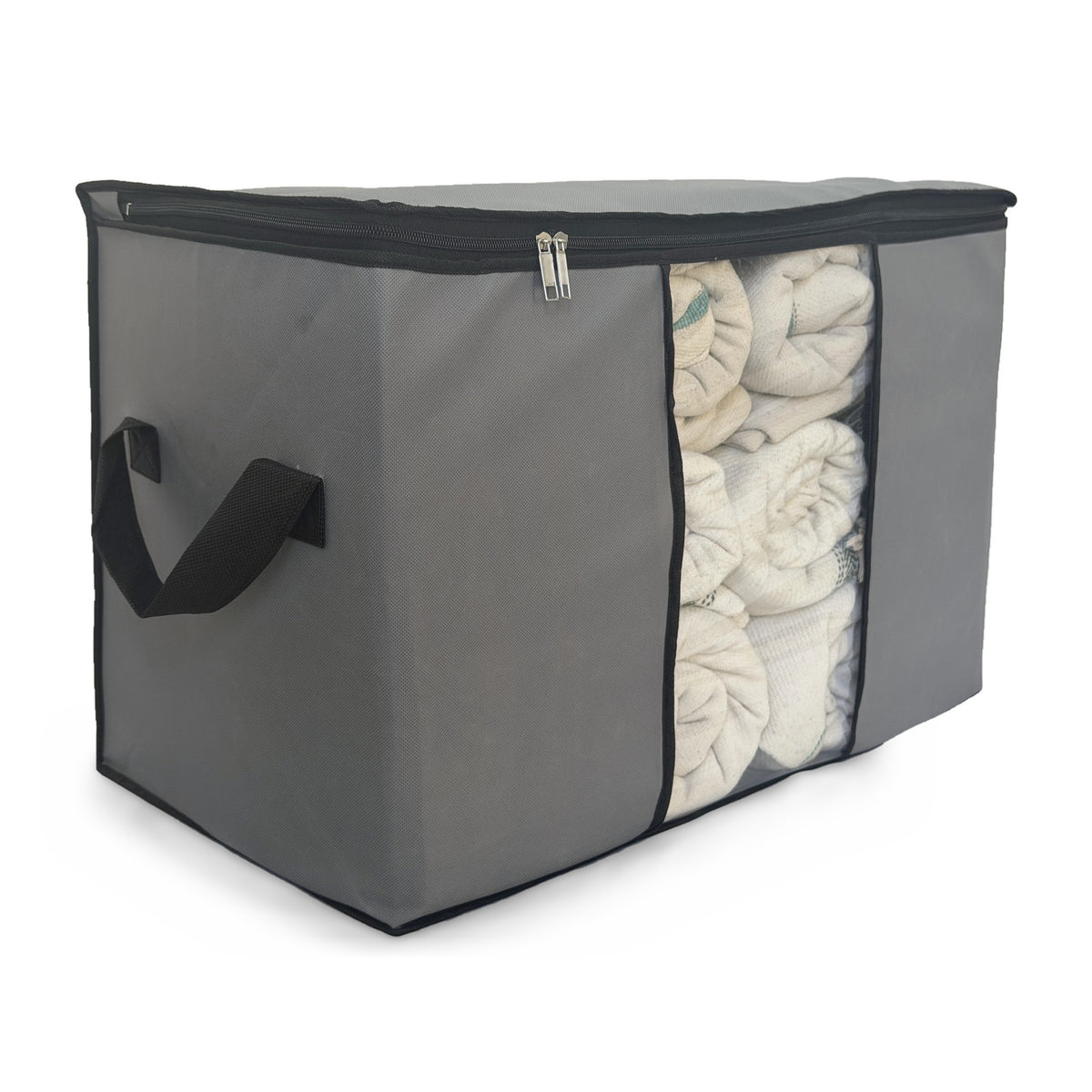 Storage bag from the side, with handle